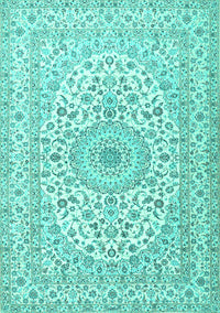 Medallion Turquoise Traditional Rug, tr2642turq