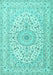 Medallion Turquoise Traditional Rug, tr2642turq