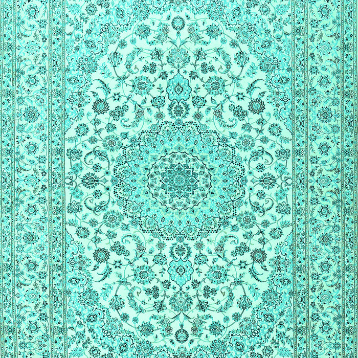Machine Washable Medallion Turquoise Traditional Area Rugs, wshtr2642turq