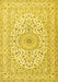 Machine Washable Medallion Yellow Traditional Rug, wshtr2642yw