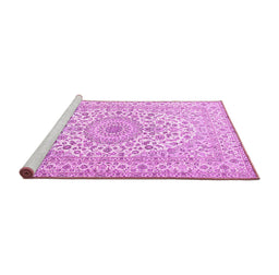 Sideview of Machine Washable Medallion Pink Traditional Rug, wshtr2642pnk