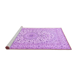 Sideview of Machine Washable Medallion Purple Traditional Area Rugs, wshtr2642pur