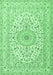 Machine Washable Medallion Emerald Green Traditional Area Rugs, wshtr2642emgrn