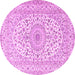 Round Medallion Pink Traditional Rug, tr2642pnk