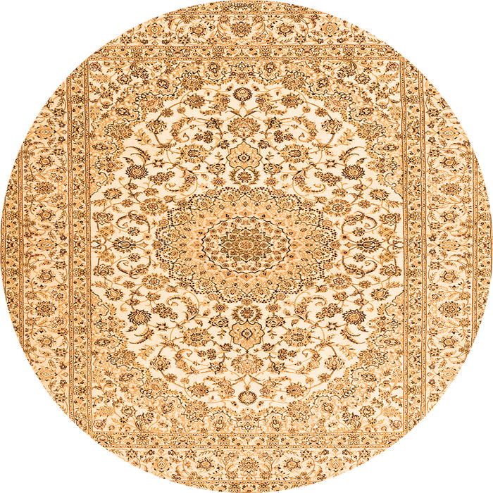 Machine Washable Medallion Orange Traditional Area Rugs, wshtr2642org