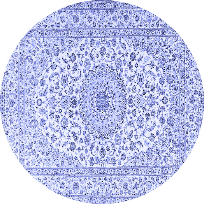 Round Medallion Blue Traditional Rug, tr2642blu