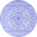 Round Medallion Blue Traditional Rug, tr2642blu