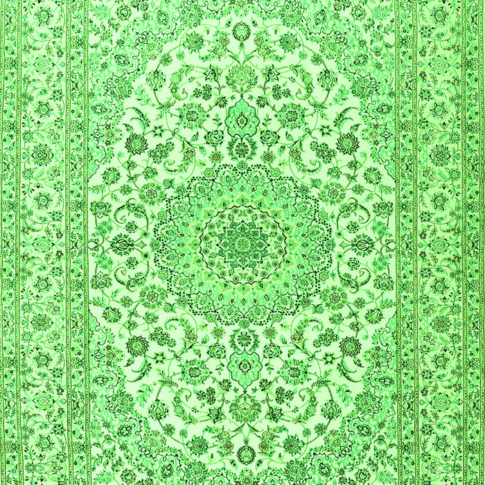 Serging Thickness of Machine Washable Medallion Green Traditional Area Rugs, wshtr2642grn