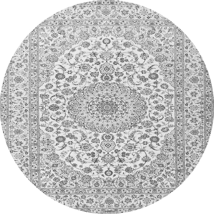 Machine Washable Medallion Gray Traditional Rug, wshtr2642gry