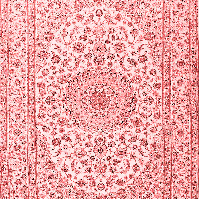 Machine Washable Medallion Red Traditional Rug, wshtr2642red