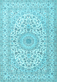 Medallion Light Blue Traditional Rug, tr2642lblu