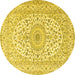 Round Medallion Yellow Traditional Rug, tr2642yw