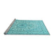 Sideview of Machine Washable Medallion Light Blue Traditional Rug, wshtr2642lblu