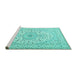 Sideview of Machine Washable Medallion Turquoise Traditional Area Rugs, wshtr2642turq