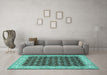 Machine Washable Persian Turquoise Traditional Area Rugs in a Living Room,, wshtr2643turq