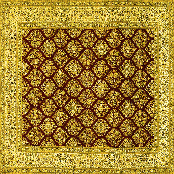 Square Machine Washable Persian Yellow Traditional Rug, wshtr2643yw