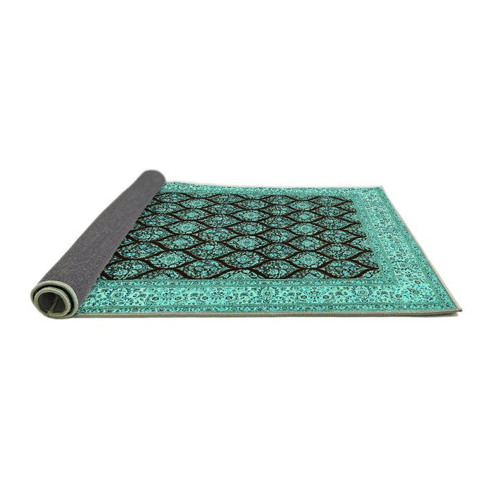 Sideview of Persian Turquoise Traditional Rug, tr2643turq