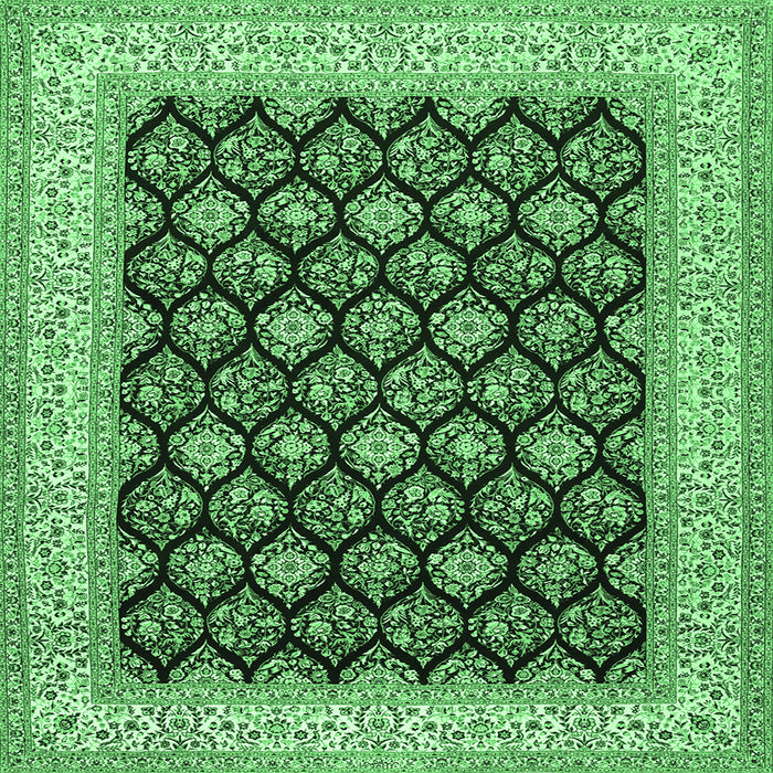 Square Persian Emerald Green Traditional Rug, tr2643emgrn