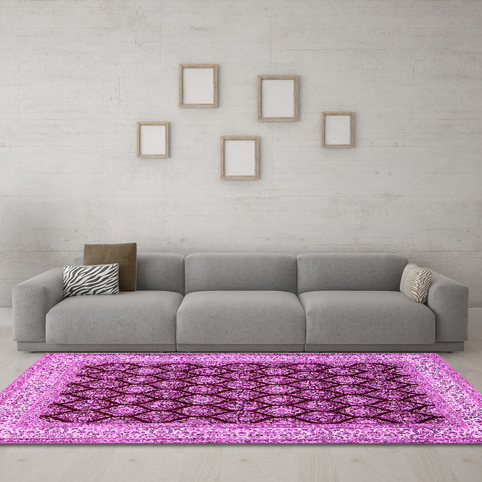 Machine Washable Persian Pink Traditional Rug in a Living Room, wshtr2643pnk