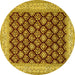 Round Machine Washable Persian Yellow Traditional Rug, wshtr2643yw