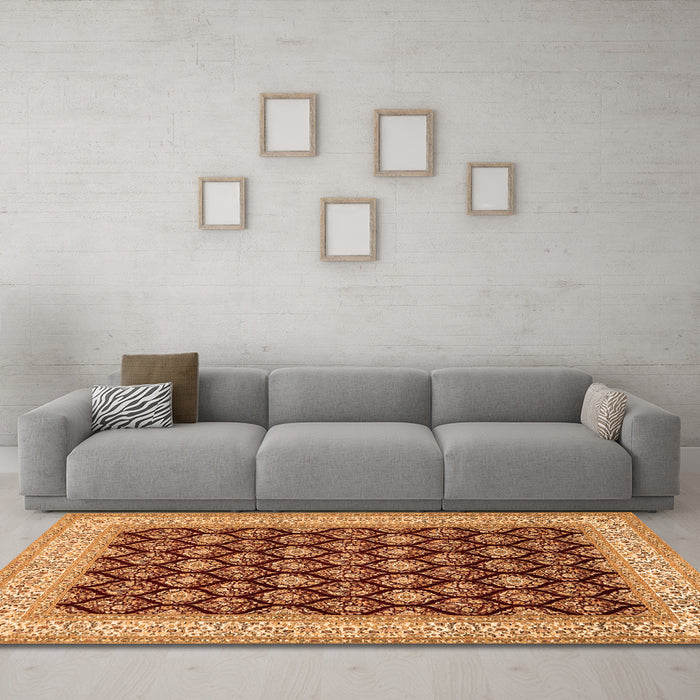 Machine Washable Persian Orange Traditional Area Rugs in a Living Room, wshtr2643org