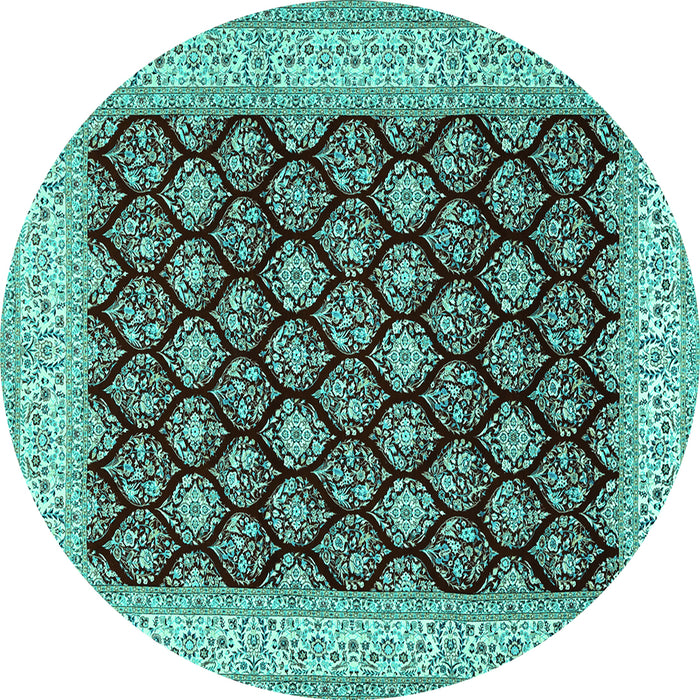 Round Persian Turquoise Traditional Rug, tr2643turq