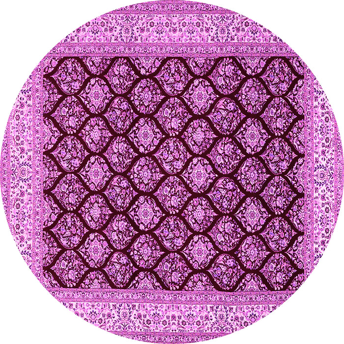 Round Machine Washable Persian Pink Traditional Rug, wshtr2643pnk