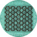 Round Machine Washable Persian Turquoise Traditional Area Rugs, wshtr2643turq