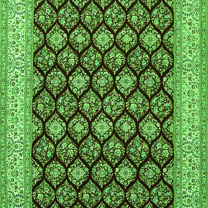 Serging Thickness of Machine Washable Persian Green Traditional Area Rugs, wshtr2643grn