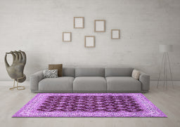 Machine Washable Persian Purple Traditional Area Rugs in a Living Room, wshtr2643pur
