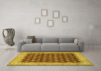 Machine Washable Persian Yellow Traditional Rug, wshtr2643yw