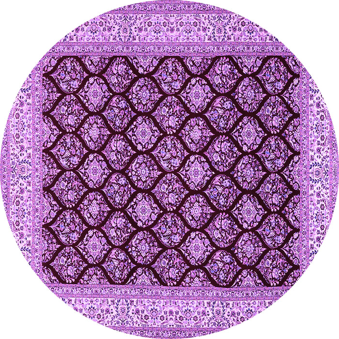 Round Machine Washable Persian Purple Traditional Area Rugs, wshtr2643pur