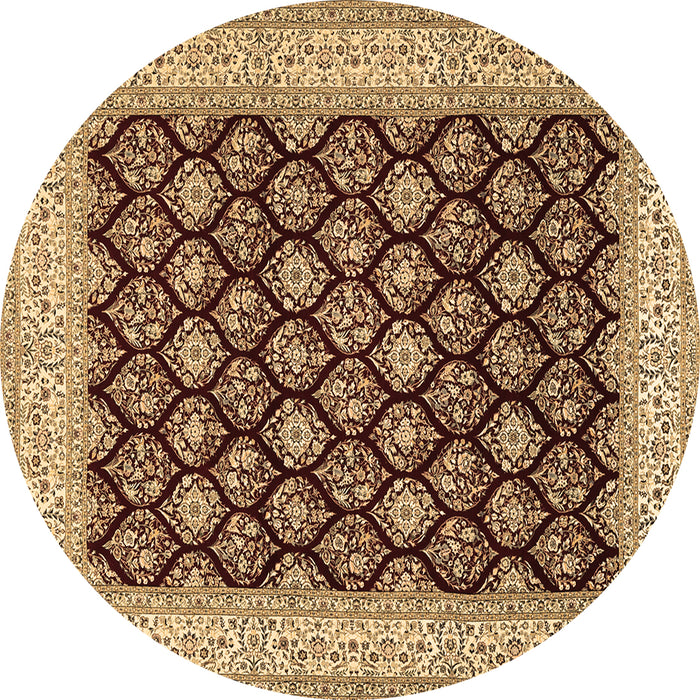 Round Persian Brown Traditional Rug, tr2643brn