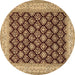 Round Persian Brown Traditional Rug, tr2643brn