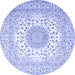 Round Machine Washable Persian Blue Traditional Rug, wshtr2644blu