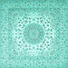 Square Machine Washable Persian Turquoise Traditional Area Rugs, wshtr2644turq