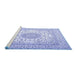 Sideview of Machine Washable Persian Blue Traditional Rug, wshtr2644blu