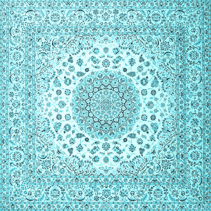 Square Machine Washable Persian Light Blue Traditional Rug, wshtr2644lblu