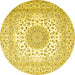 Round Machine Washable Persian Yellow Traditional Rug, wshtr2644yw