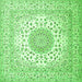 Round Machine Washable Persian Green Traditional Area Rugs, wshtr2644grn