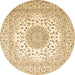 Round Persian Brown Traditional Rug, tr2644brn