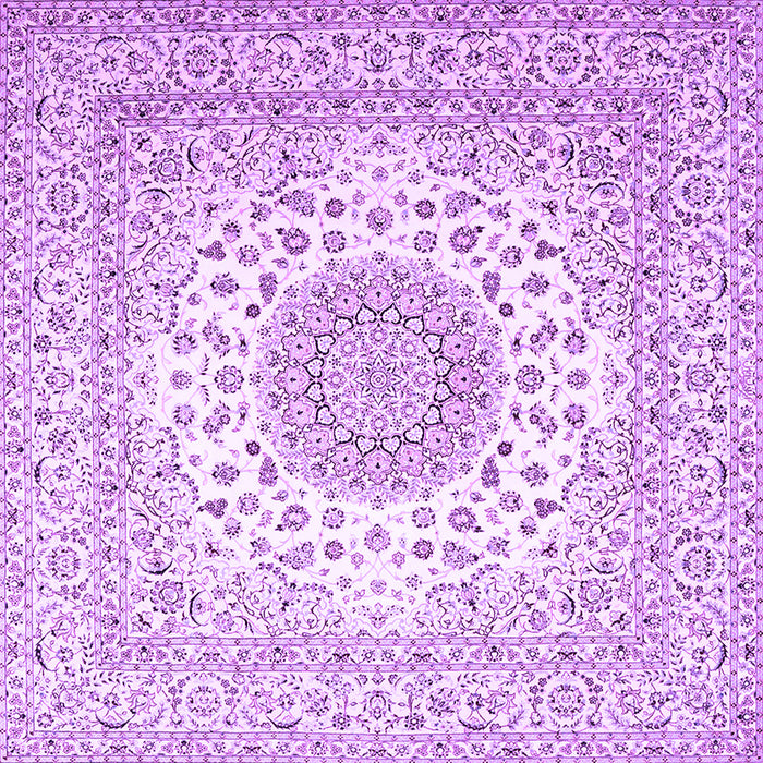Square Machine Washable Persian Purple Traditional Area Rugs, wshtr2644pur