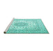 Sideview of Machine Washable Persian Turquoise Traditional Area Rugs, wshtr2644turq