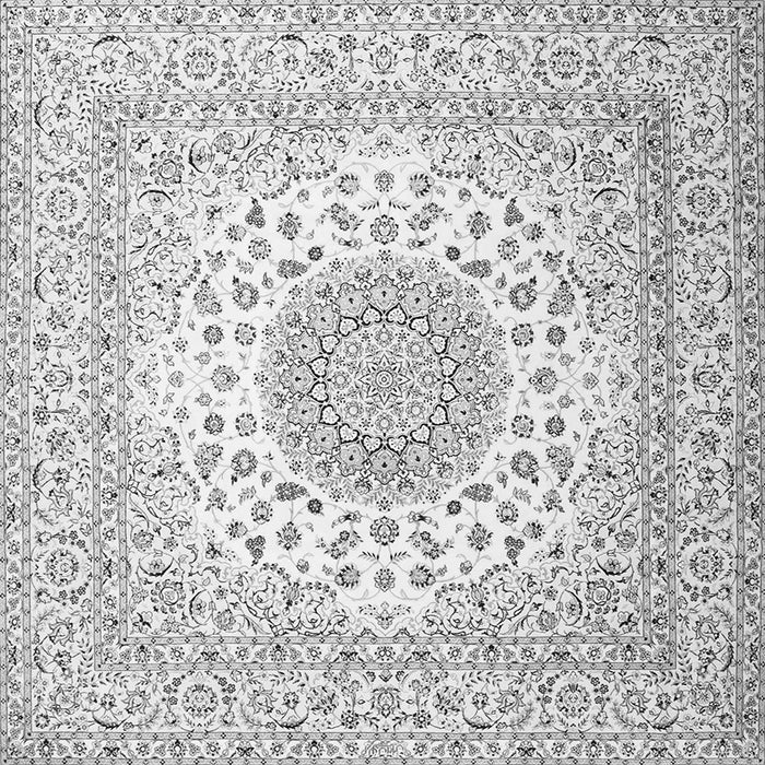 Round Machine Washable Persian Gray Traditional Rug, wshtr2644gry