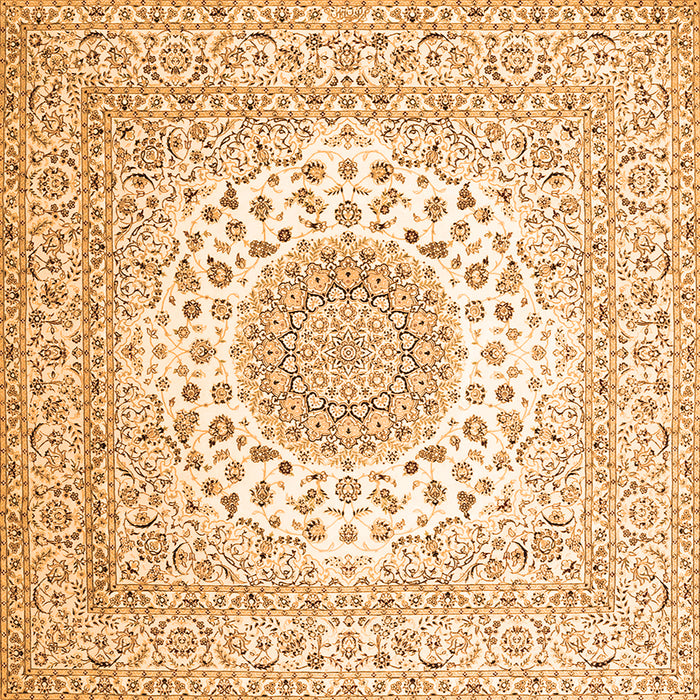 Round Machine Washable Persian Orange Traditional Area Rugs, wshtr2644org