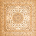 Round Machine Washable Persian Orange Traditional Area Rugs, wshtr2644org