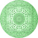 Round Persian Emerald Green Traditional Rug, tr2644emgrn