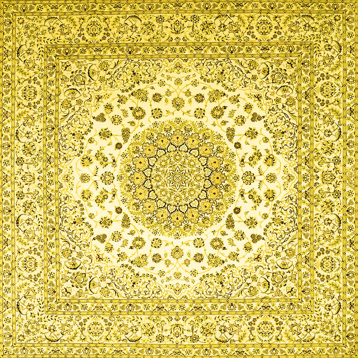 Square Machine Washable Persian Yellow Traditional Rug, wshtr2644yw