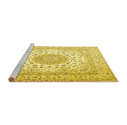 Sideview of Machine Washable Persian Yellow Traditional Rug, wshtr2644yw
