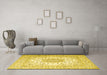 Machine Washable Persian Yellow Traditional Rug in a Living Room, wshtr2644yw